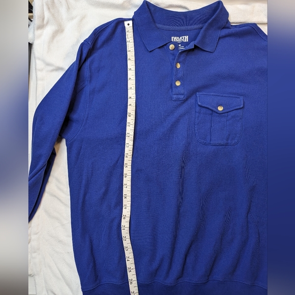 Duluth Trading Co Men size medium Long Sleeve Polo Shirt Royal Blue Reinforce - Picture 15 of 15